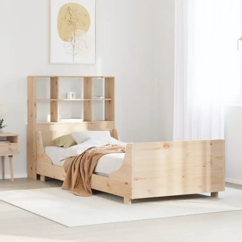 Boekenkastbed van massief grenenhout met perfecte totale afmetingen - Bruin / 90 x 190 cm - Bedden & bedframes