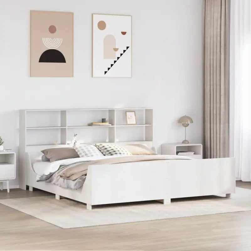 Boekenkastbed van massief grenenhout met perfecte totale afmetingen - Wit / 180 x 200 cm - Bedden & bedframes