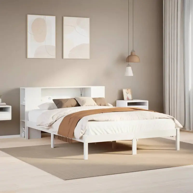 Boekenkastbed van massief grenenhout met perfecte totale afmetingen - Wit / 140 x 200 cm - Bedden & bedframes