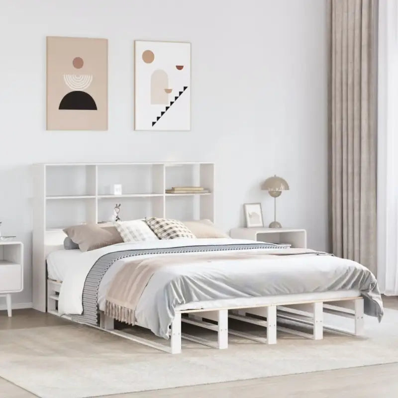 Boekenkastbed van massief grenenhout met praktische totale afmetingen - Wit / 160 x 200 cm - Bedden & bedframes