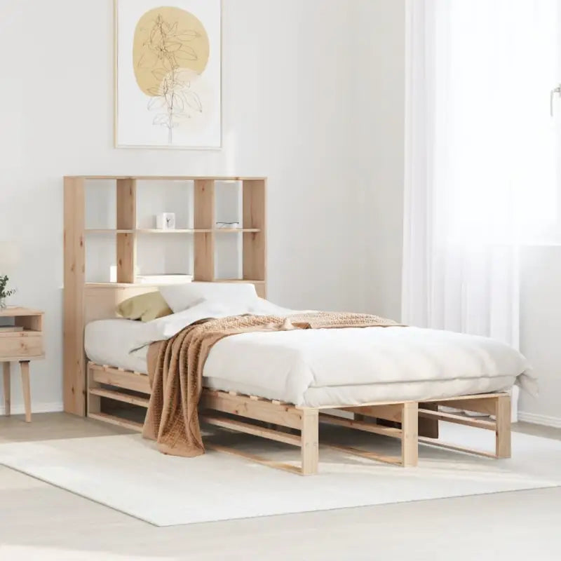 Boekenkastbed van massief grenenhout met praktische totale afmetingen - Bruin / 90 x 200 cm - Bedden & bedframes
