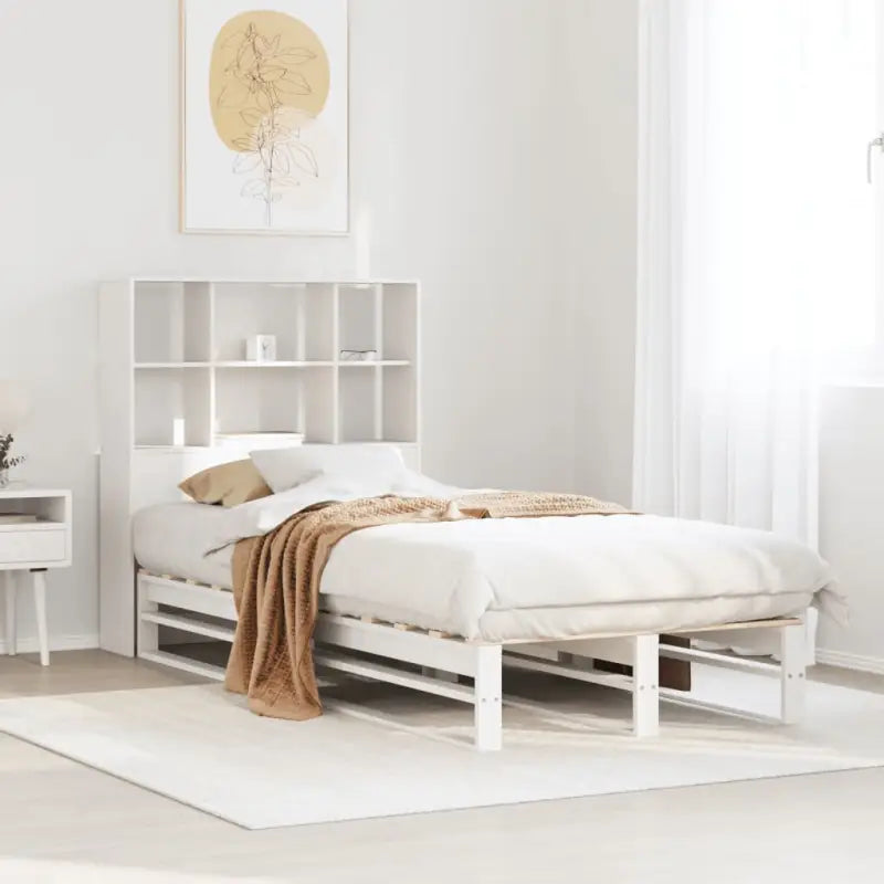 Boekenkastbed van massief grenenhout met praktische totale afmetingen - Wit / 90 x 200 cm - Bedden & bedframes