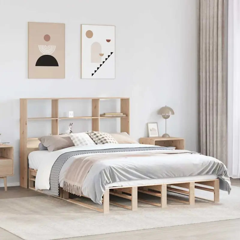 Boekenkastbed van massief grenenhout met praktische totale afmetingen - Bruin / 140 x 190 cm - Bedden & bedframes