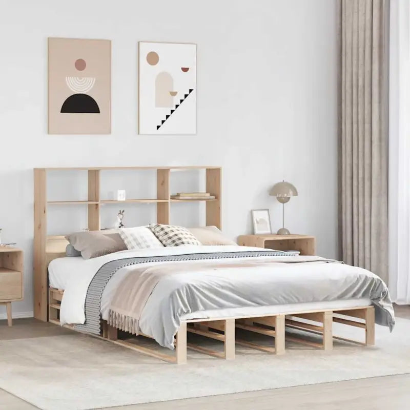 Boekenkastbed van massief grenenhout met praktische totale afmetingen - Bruin / 140 x 200 cm - Bedden & bedframes