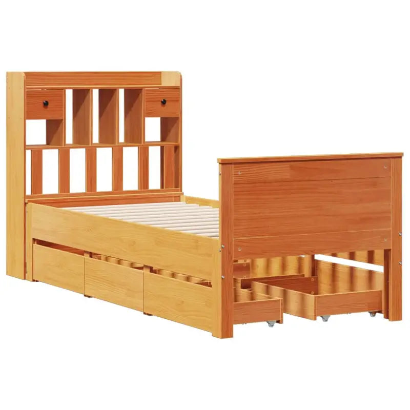 Boekenkastbed van massief grenenhout met ruime totale afmetingen - Bedden & bedframes