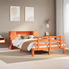 Boekenkastbed van massief grenenhout met ruime totale afmetingen - Wasbruin / 140 x 190 cm - Bedden & bedframes