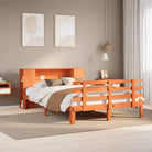 Boekenkastbed van massief grenenhout met ruime totale afmetingen - Wasbruin / 135 x 190 cm - Bedden & bedframes