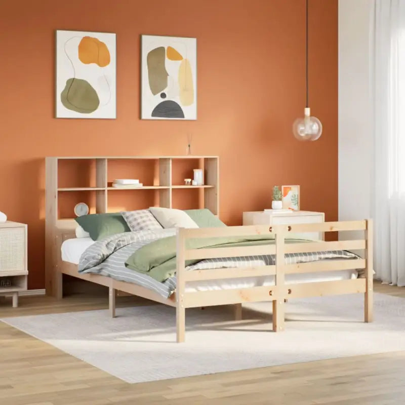 Boekenkastbed van massief grenenhout met ruime totale afmetingen - Naturel / 160 x 200 cm - Bedden & bedframes