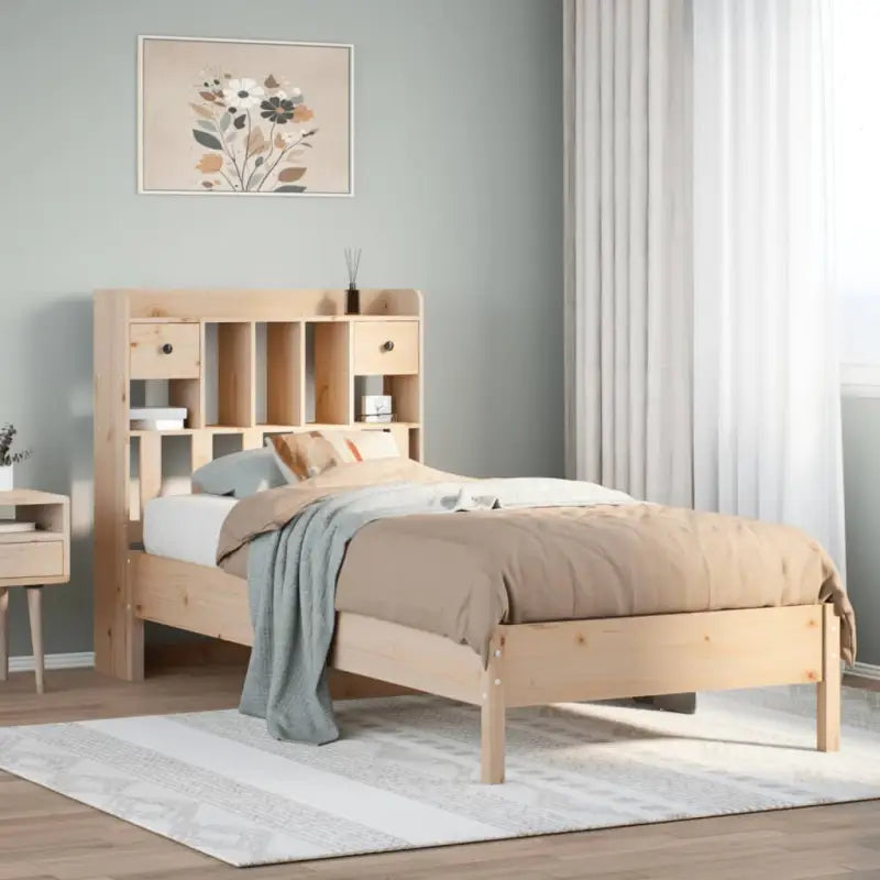 Boekenkastbed van massief grenenhout met ruime totale afmetingen - Naturel / 90 x 200 cm - Bedden & bedframes