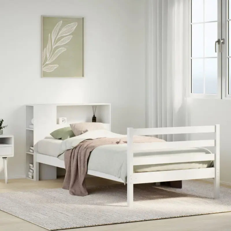 Boekenkastbed van massief grenenhout met ruime totale afmetingen - Wit / 90 x 190 cm - Bedden & bedframes