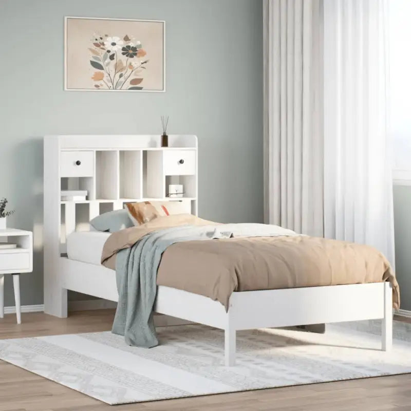 Boekenkastbed van massief grenenhout met ruime totale afmetingen - Wit / 100 x 200 cm - Bedden & bedframes