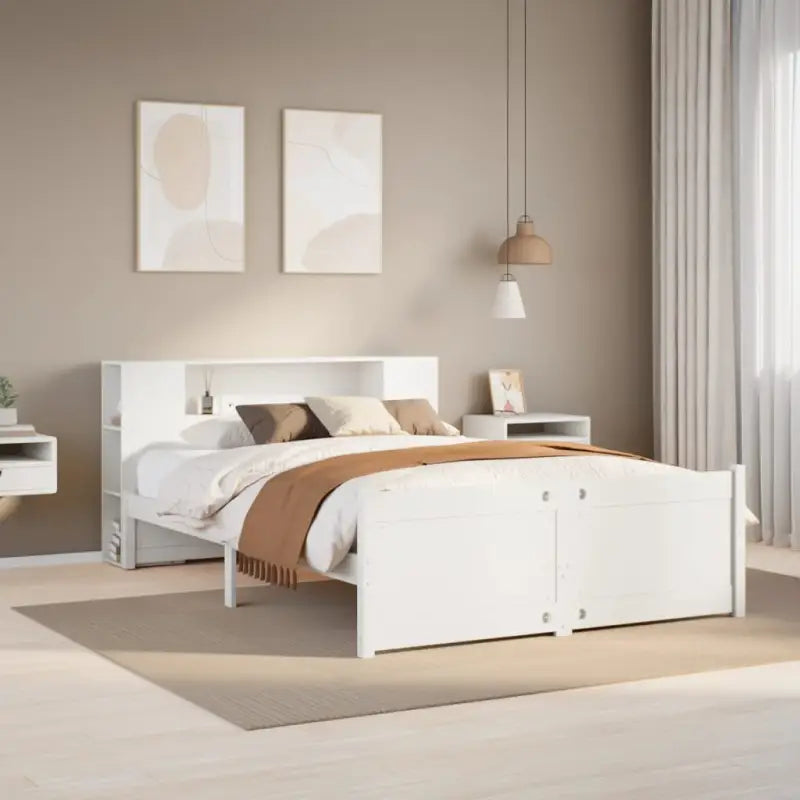 Boekenkastbed van massief grenenhout met ruime totale afmetingen - Wit / 160 x 200 cm - Bedden & bedframes