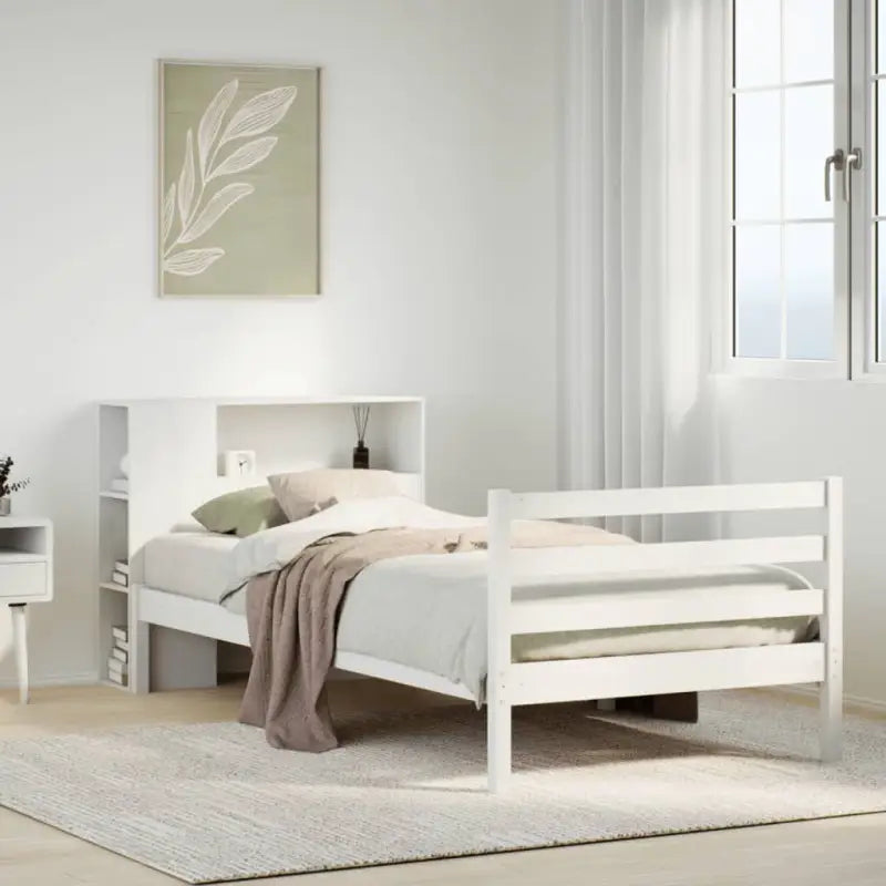 Boekenkastbed van massief grenenhout met ruime totale afmetingen - Wit / 75 x 190 cm - Bedden & bedframes