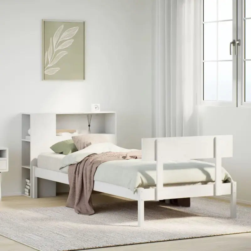 Boekenkastbed van massief grenenhout met ruime totale afmetingen - Wit / 90 x 200 cm - Bedden & bedframes
