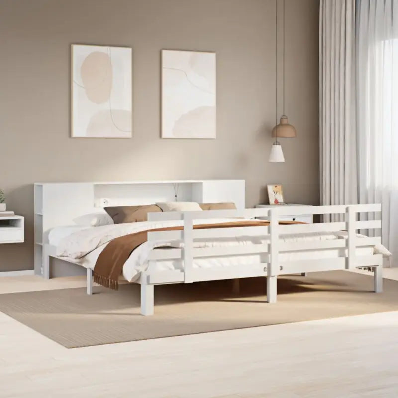 Boekenkastbed van massief grenenhout met ruime totale afmetingen - Wit / 180 x 200 cm - Bedden & bedframes
