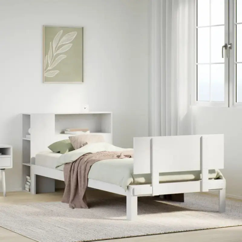 Boekenkastbed van massief grenenhout met ruime totale afmetingen - Wit / 90 x 200 cm - Bedden & bedframes