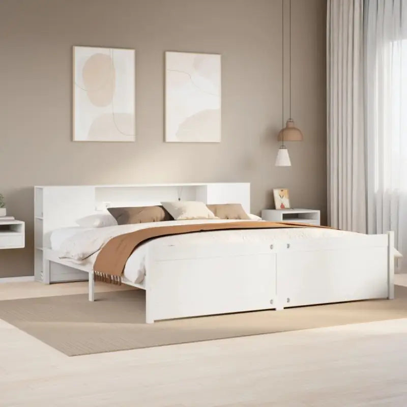 Boekenkastbed van massief grenenhout met ruime totale afmetingen - Wit / 200 x 200 cm - Bedden & bedframes