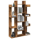 Boekenkasten in bewerkt hout met ruime vakken voor boeken en decoratie - Oud hout / 1 / 86 cm - Boekenkasten