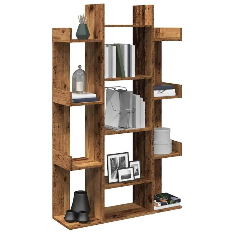 Boekenkasten in bewerkt hout met ruime vakken voor boeken en decoratie - Oud hout / 1 / 86 cm - Boekenkasten