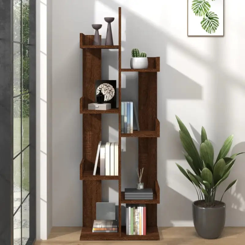 Boekenkasten in bewerkt hout met ruime vakken voor boeken en decoratie - bruin eikenkleur / 1 / 48 cm - Boekenkasten