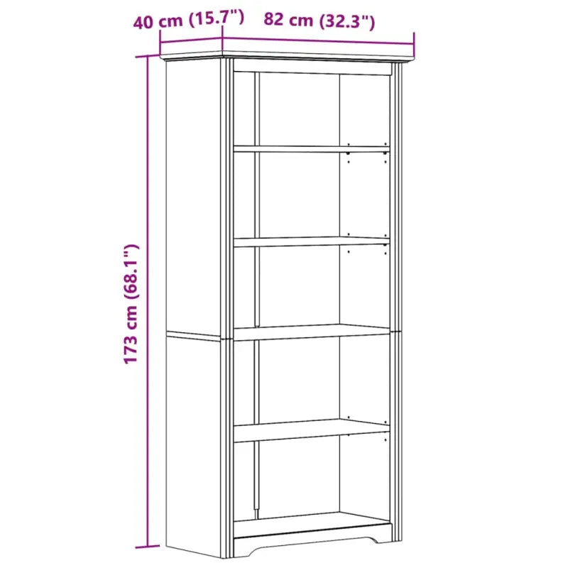 Boekenkasten in Franse stijl van massief grenenhout - Bruin / 1 - Boekenkasten