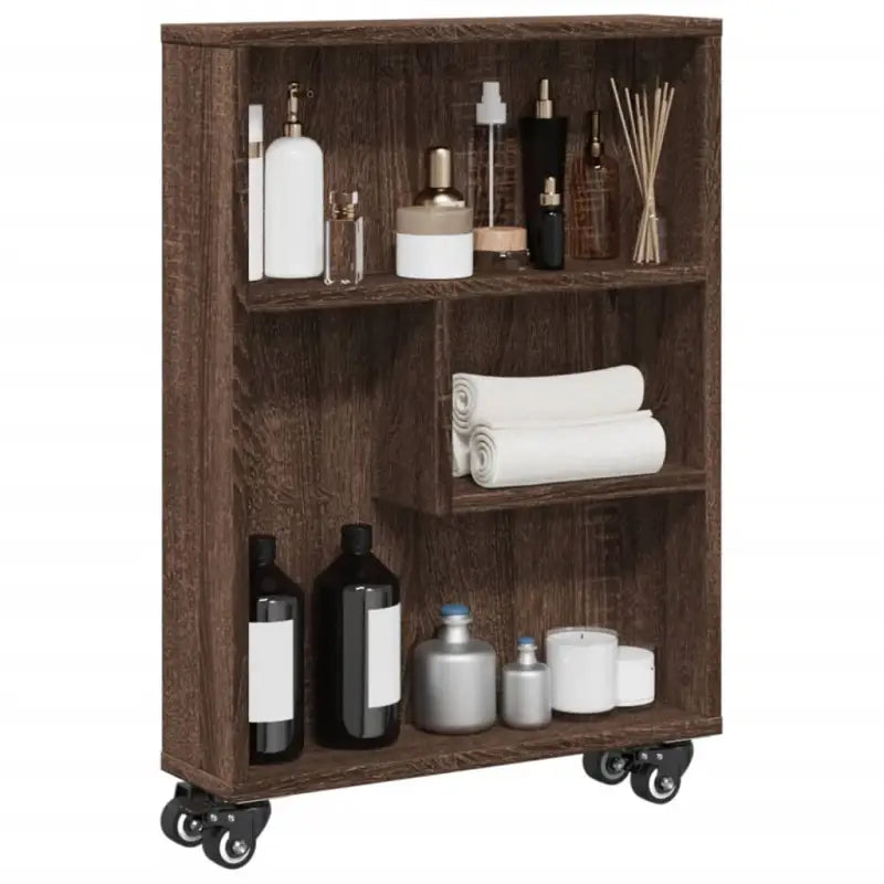 Boekenkasten met open kant van bewerkt hout voor interieur - bruin eikenkleur / 1 - Boekenkasten