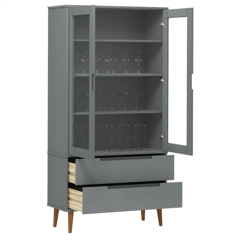 Boekenkasten van massief grenenhout met Scandinavisch design - Grijs / 1 - Boekenkasten
