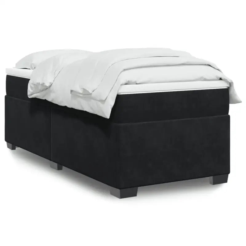 Boxspringbed in donkergrijs materiaal met massief grenenhout bouw - Zwart / 80 x 200 cm - Bedden & bedframes