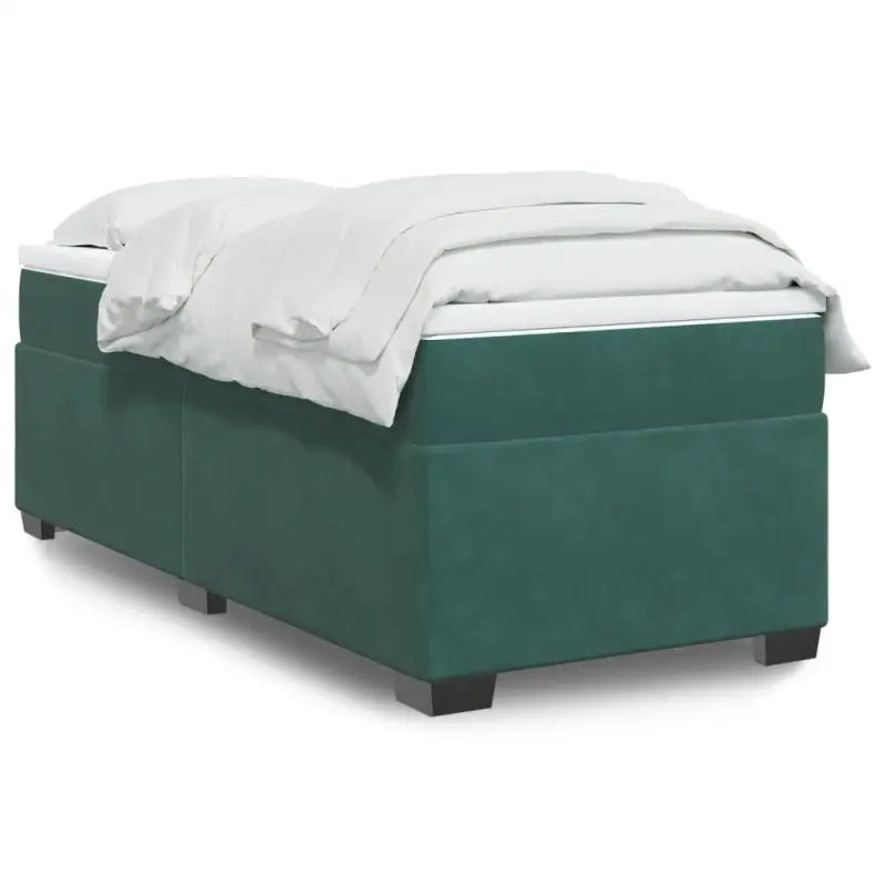 Boxspringbed in donkergrijs materiaal met massief grenenhout bouw - Donkergroen / 90 x 200 cm - Bedden & bedframes