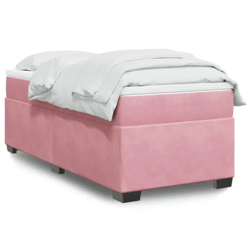 Boxspringbed in donkergrijs materiaal met massief grenenhout bouw - Roze / 100 x 200 cm - Bedden & bedframes