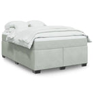 Boxspringbed in donkergrijs materiaal met massief grenenhout bouw - Lichtgrijs / 140 x 200 cm - Bedden & bedframes