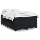 Boxspringbed in donkergrijs materiaal met massief grenenhout bouw - Zwart / 160 x 200 cm - Bedden & bedframes