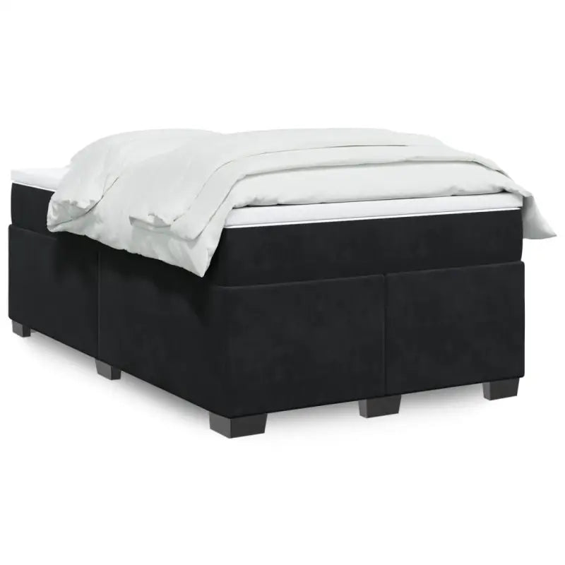 Boxspringbed in donkergrijs materiaal met massief grenenhout bouw - Zwart / 120 x 200 cm - Bedden & bedframes