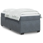 Boxspringbed in donkergrijs materiaal met massief grenenhout bouw - Donkergrijs / 100 x 200 cm - Bedden & bedframes