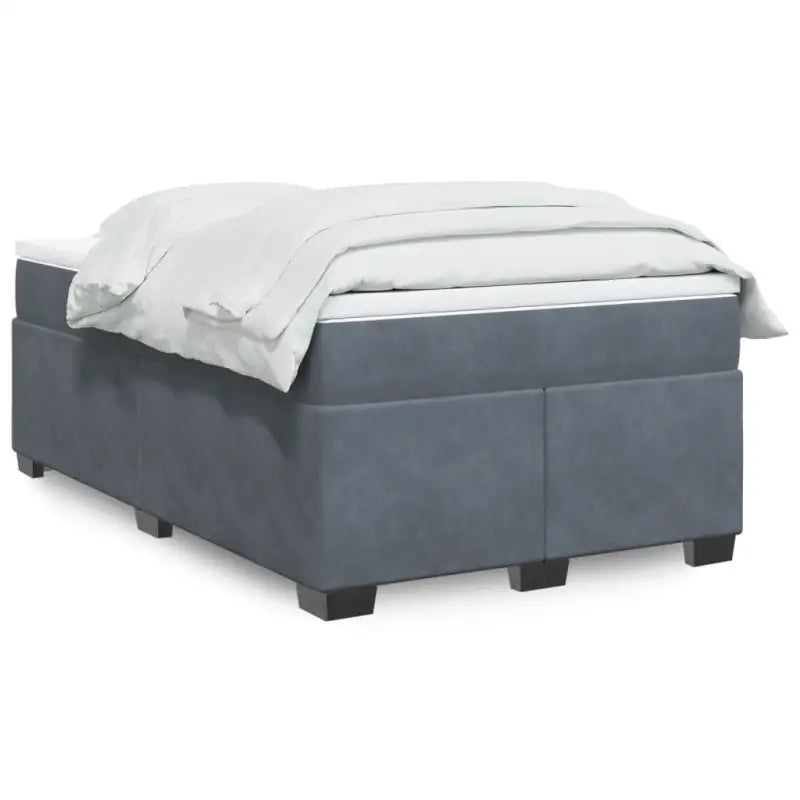 Boxspringbed in donkergrijs materiaal met massief grenenhout bouw - Donkergrijs / 120 x 190 cm - Bedden & bedframes