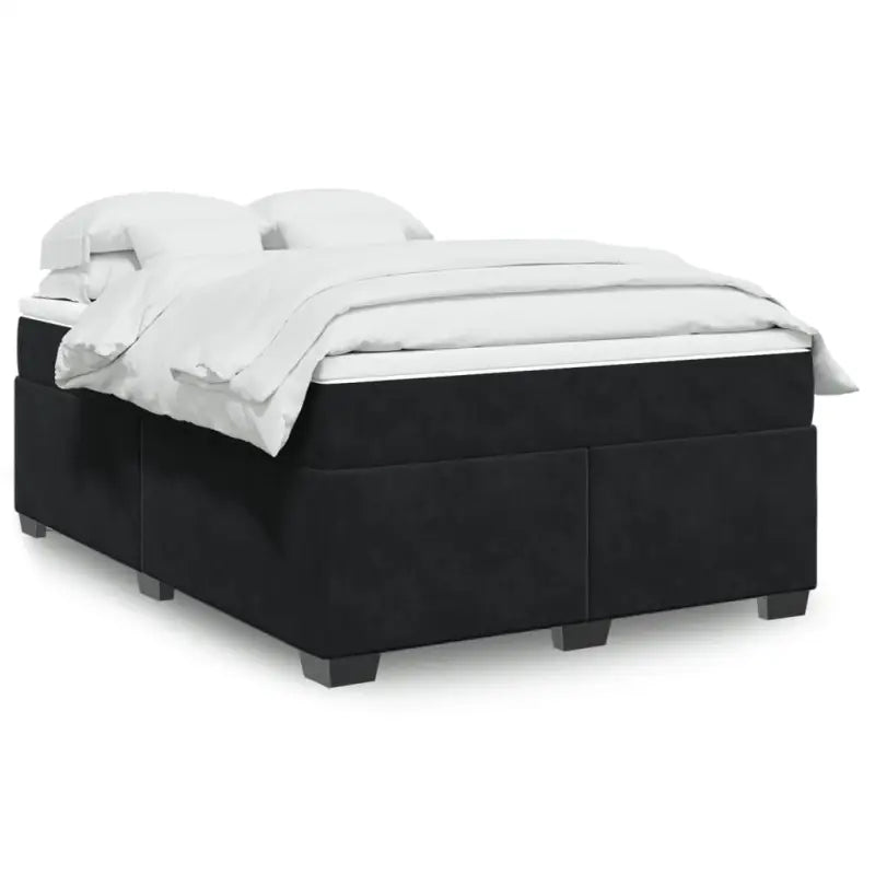Boxspringbed in donkergrijs materiaal met massief grenenhout bouw - Zwart / 140 x 190 cm - Bedden & bedframes
