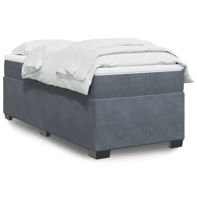 Boxspringbed in donkergrijs materiaal met massief grenenhout bouw - Donkergrijs / 90 x 200 cm - Bedden & bedframes