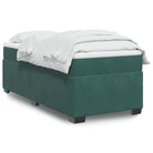Boxspringbed in donkergrijs materiaal met massief grenenhout bouw - Donkergroen / 90 x 190 cm - Bedden & bedframes