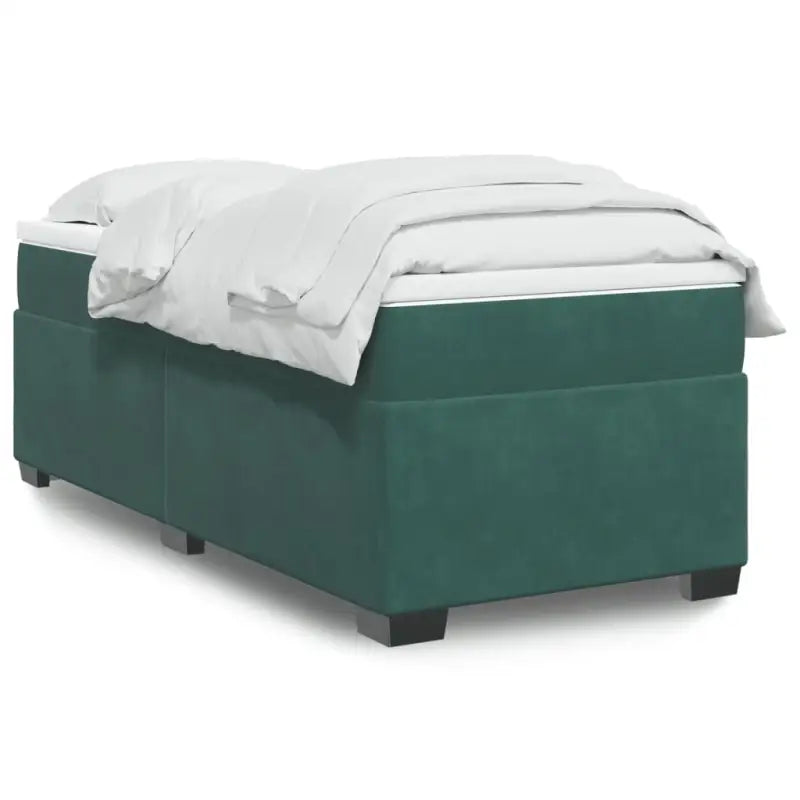 Boxspringbed in donkergrijs materiaal met massief grenenhout bouw - Donkergroen / 90 x 190 cm - Bedden & bedframes