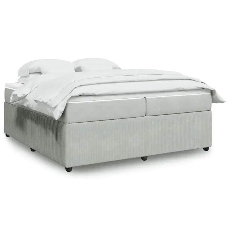 Boxspringbed in donkergrijs materiaal met zachte vulling voor rustgevende nachtrust - Lichtgrijs / 200 x 200 cm