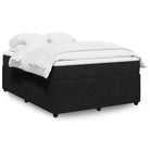 Boxspringbed in donkergrijs materiaal met zachte vulling voor rustgevende nachtrust - Zwart / 140 x 190 cm - Bedden &