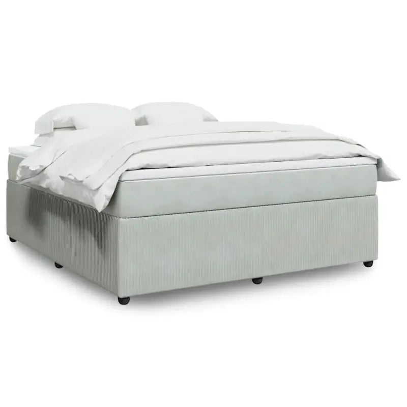 Boxspringbed in donkergrijs materiaal met zachte vulling voor rustgevende nachtrust - Lichtgrijs / 180 x 200 cm