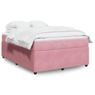 Boxspringbed in donkergrijs materiaal met zachte vulling voor rustgevende nachtrust - Roze / 160 x 200 cm - Bedden &