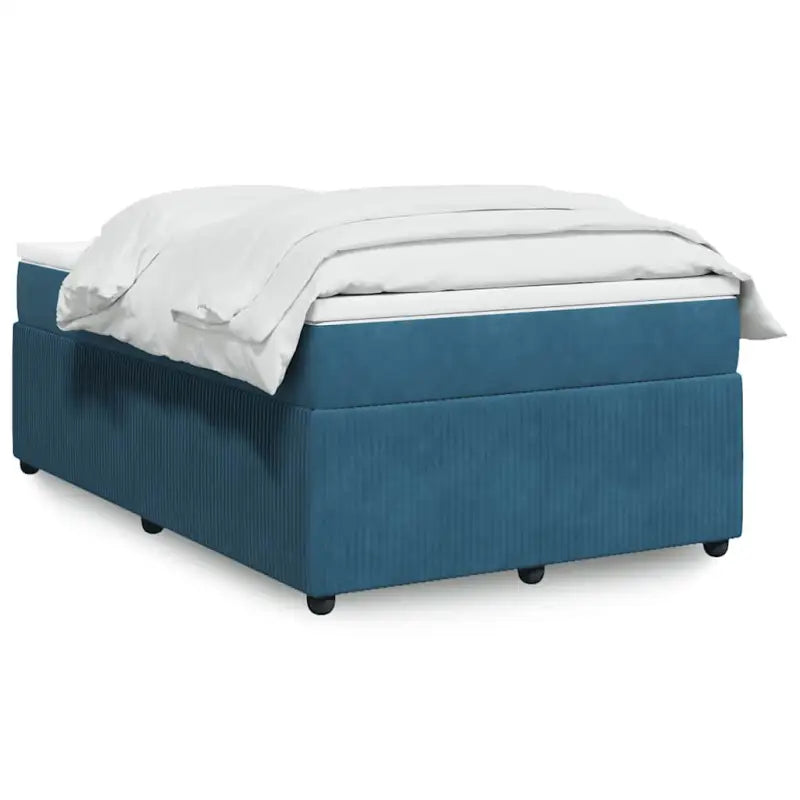 Boxspringbed in donkergrijs materiaal met zachte vulling voor rustgevende nachtrust - Blauw / 120 x 200 cm - Bedden &