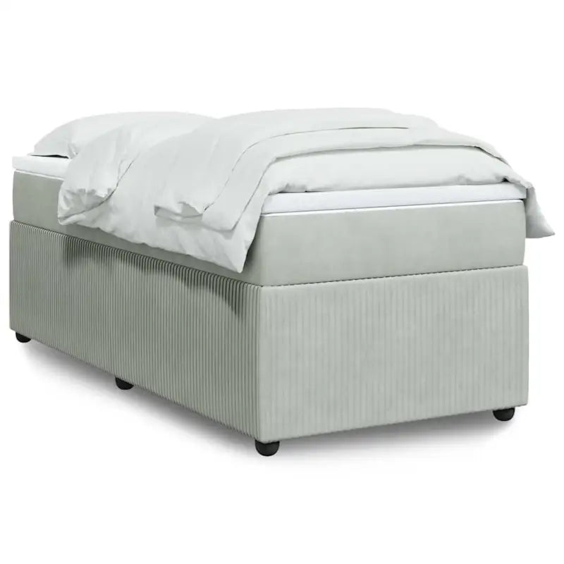 Boxspringbed in donkergrijs materiaal met zachte vulling voor rustgevende nachtrust - Lichtgrijs / 90 x 200 cm - Bedden