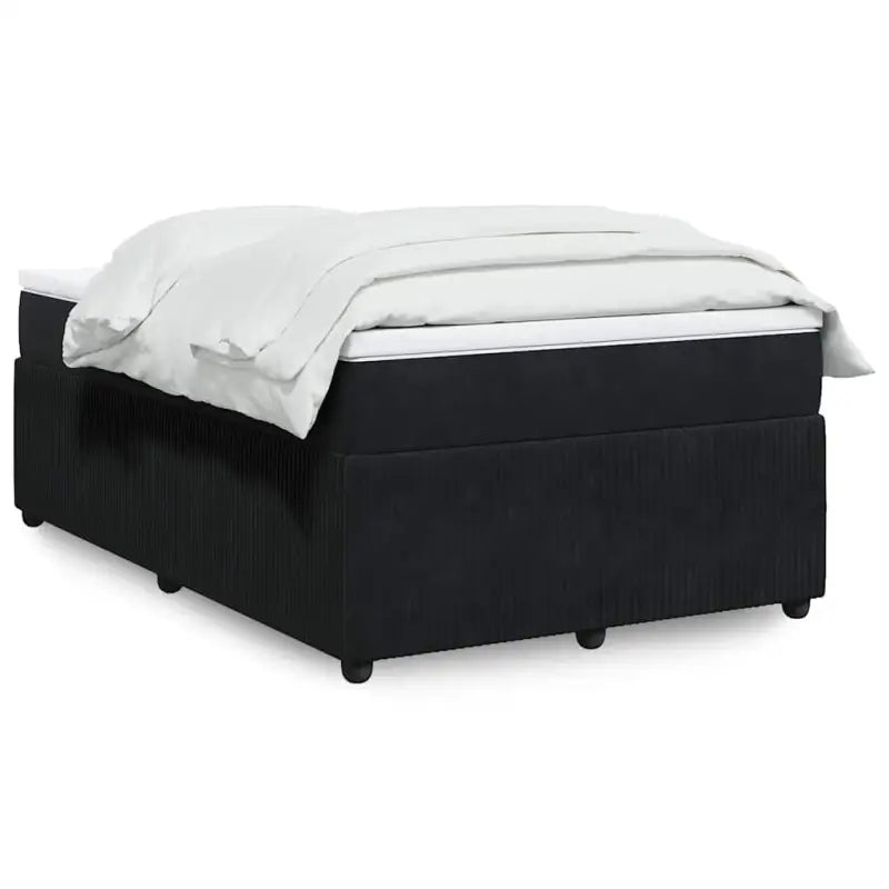 Boxspringbed in donkergrijs materiaal met zachte vulling voor rustgevende nachtrust - Zwart / 120 x 200 cm - Bedden &