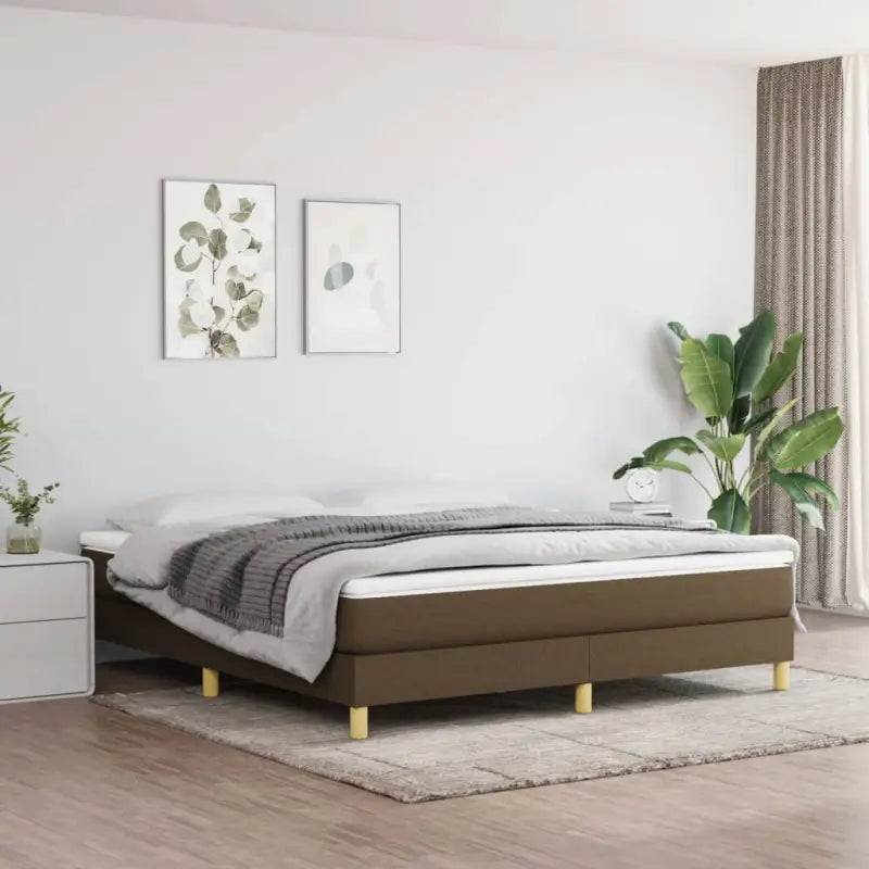 Boxspringbed in donkergrijs met multiplex lattenbodem en ademend materiaal - Bedden & bedframes