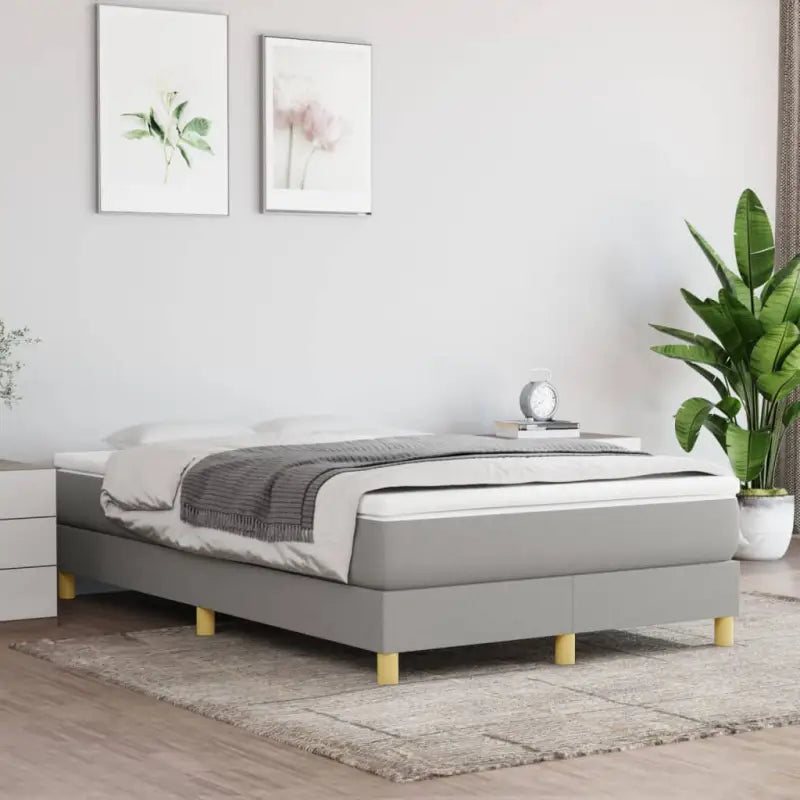 Boxspringbed in donkergrijs met multiplex lattenbodem en ademend materiaal - Bedden & bedframes