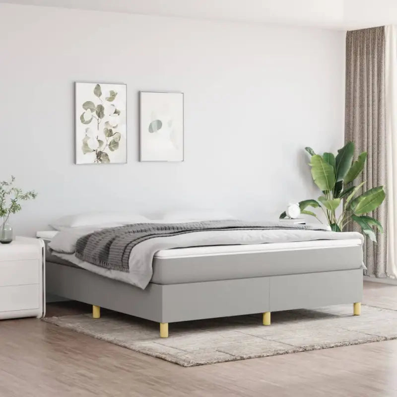 Boxspringbed in donkergrijs met multiplex lattenbodem en ademend materiaal - Bedden & bedframes