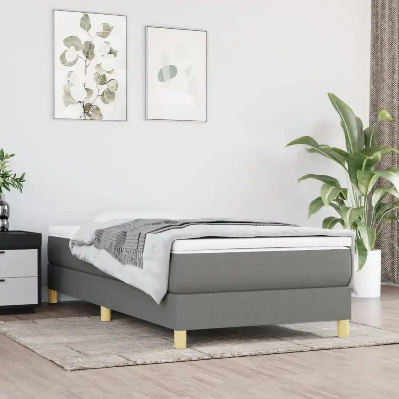 Boxspringbed in donkergrijs met multiplex lattenbodem en ademend materiaal - Bedden & bedframes